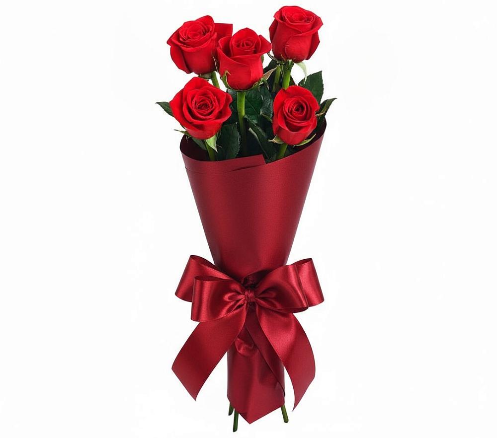 Букет 5 Красных роз Эдлесс Лав в Каширском