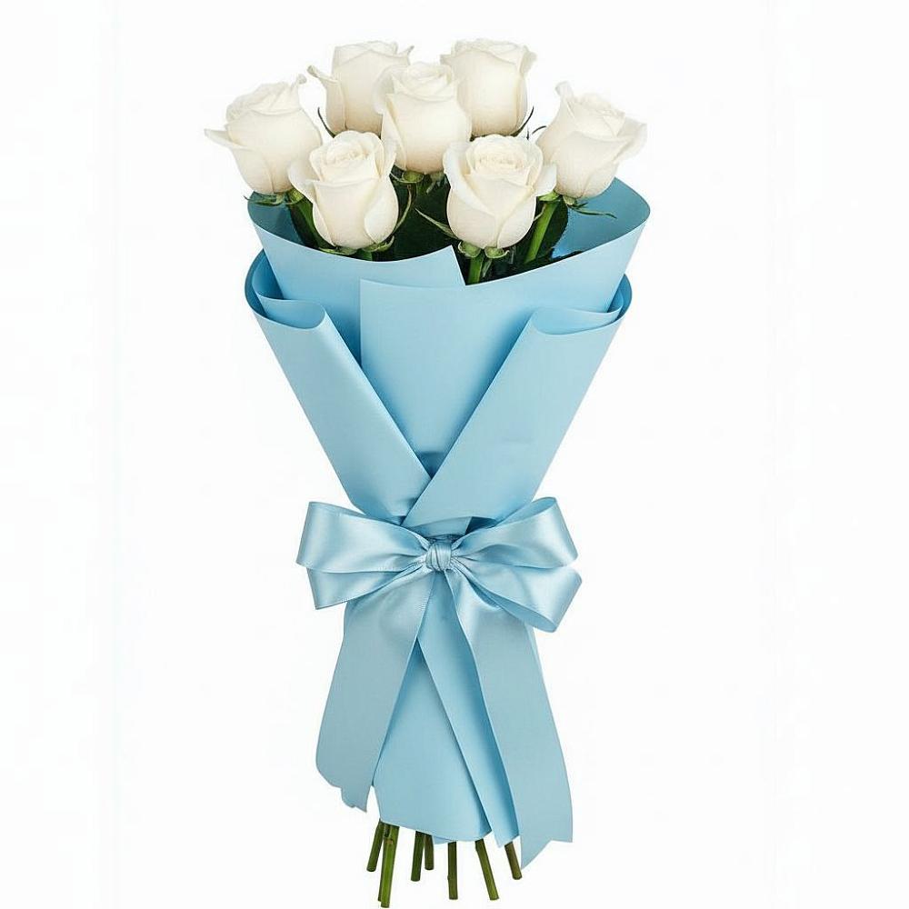 Букет 7 белых роз Проуд в Каширском