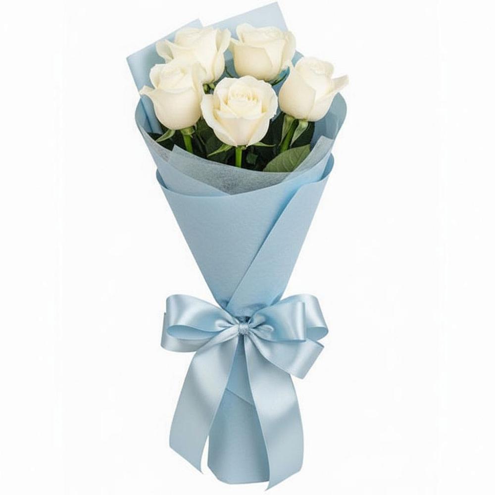 Букет 5 Белых роз Проуд в Каширском