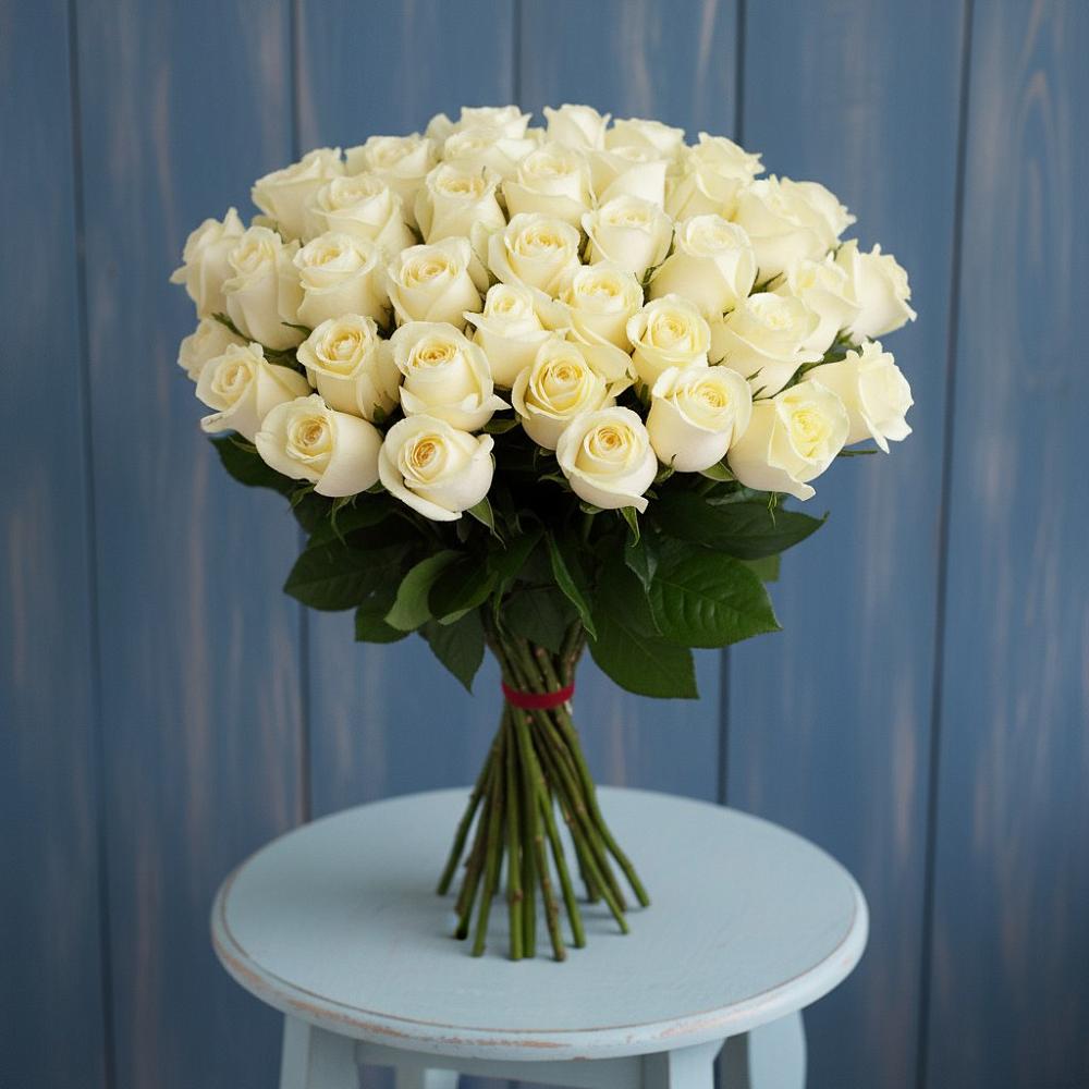 Букет 51 Белая роза Эдлесс Лав в Каширском