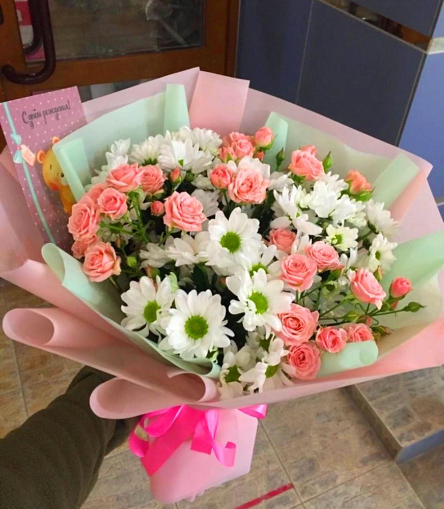 Букет цветов из: Розы и Хризантемы в Каширском