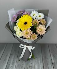 Букет цветов из:  Розы, Герберы и Хризантемы в Каширском