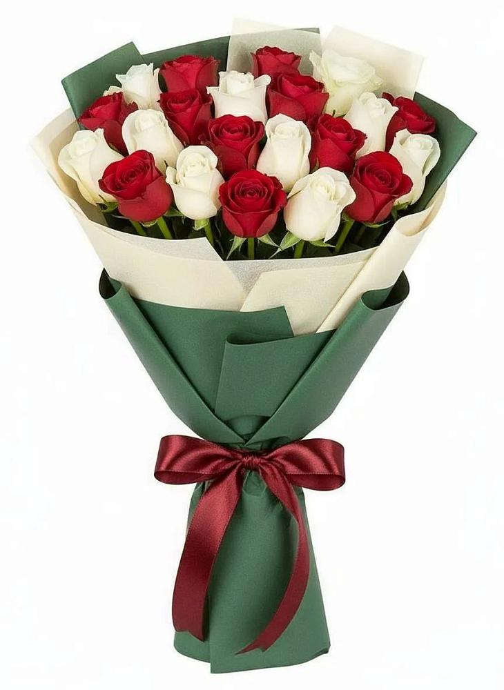 Букет Микс из красных и белых роз в Каширском