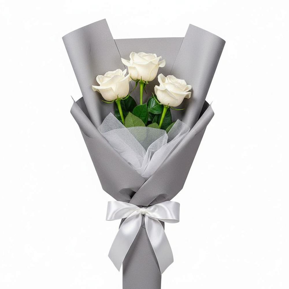Букет 3 белые розы в Каширском