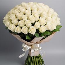 Букет 101 беля роза Белоснежка в Каширском