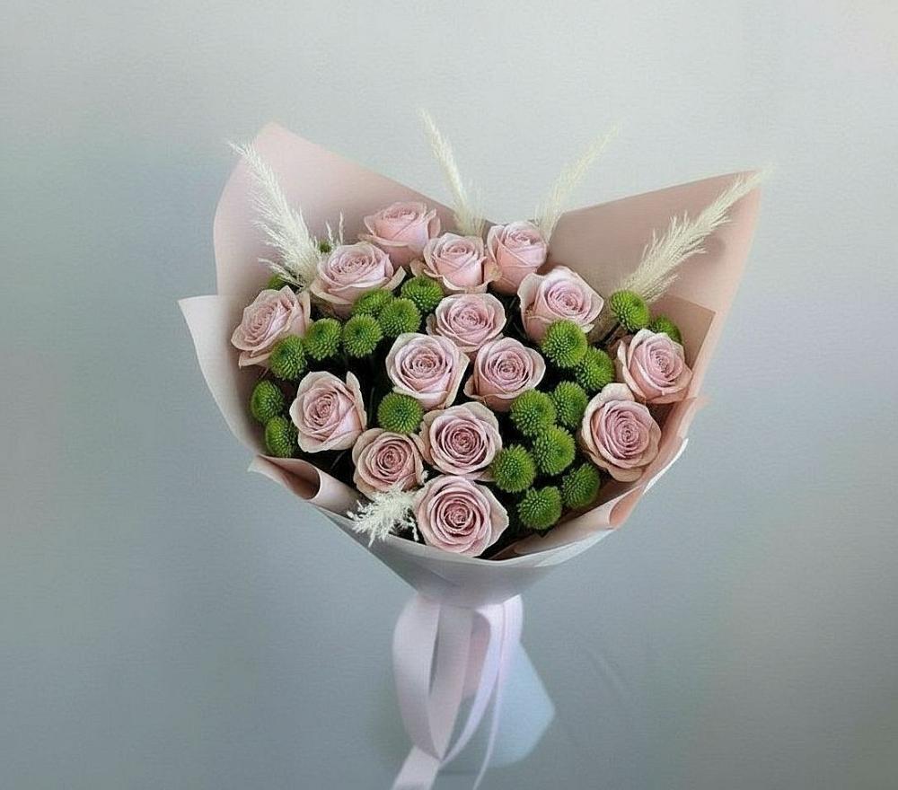 Букет цветов из: Розы и Хризантемы в Каширском