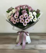 Букет цветов из:  Хризантемы и Розы в Каширском